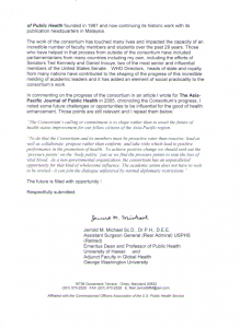 Congratulatory Message from APACPH Founding Dean